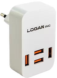 Мережевий зарядний пристрій Logan Quad USB Wall Charger 5V 4A White (CH-4)