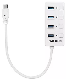 USB Type-C хаб (концентратор) EasyLife USB-C to 4xUSB 3.0 + Power switch White