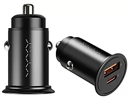 Автомобильное зарядное устройство VYVYLABS Round Dot 65w PD USB-C/USB-A ports car charger black (VJY65B-01)