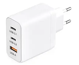 Сетевое зарядное устройство с быстрой зарядкой 4U 65W 2xUSB-C/USB-A ports fast charger white (YD-65DUC2U1)