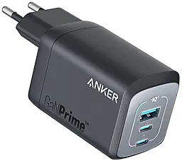 Сетевое зарядное устройство Anker GaNPrime 67w PD 2xUSB-C/USB-A port charger black (A2669313) - фото Сетевое зарядное устройство Anker GaNPrime 67w PD 2xUSB-C/USB-A port charger black (A2669313)