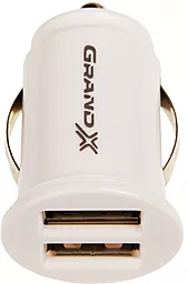 Автомобільний зарядний пристрій Grand-X 2.1A 2xUSB-A ports car charger white (CH-02W)