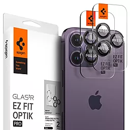 Защитное стекло Spigen Optik Pro на камеру для Apple iPhone 15 Pro, iPhone 15 Pro Max (2 шт.) Black (AGL05205)