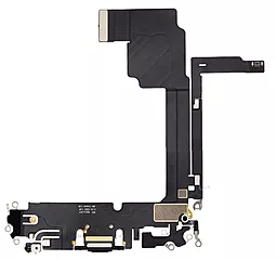 Нижній шлейф Apple iPhone 15 Pro Max з роз'ємом зарядки, з мікрофоном Original - знятий з телефона Black Titanium