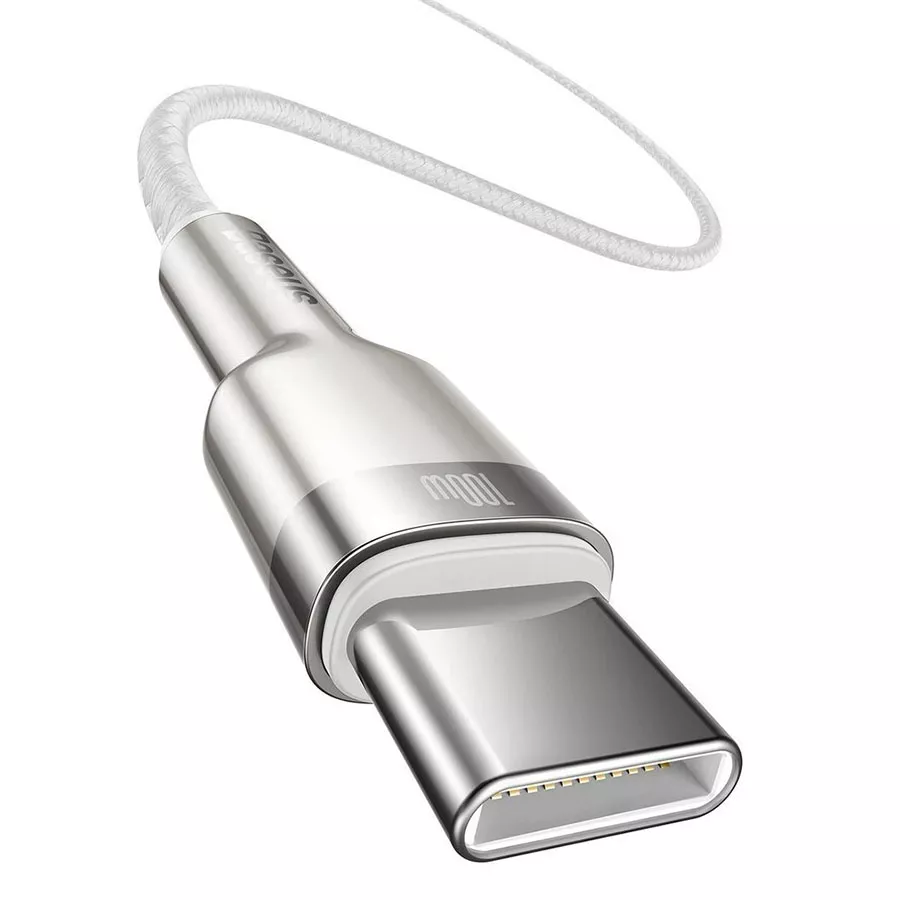 Кабель Baseus Cafule USB Type-C - Type-C 100w 5a 2м PD cable White (CATJK-D02) - фото 2