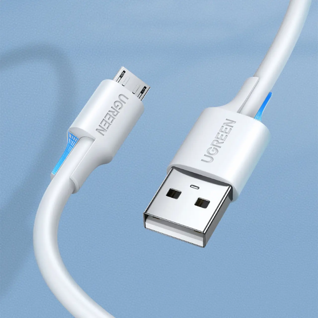 Кабель UGreen US289 Nickel Plating USB-A - micro USB 10w 0.5м cable White (60140) - фото 4