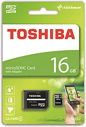 Карта памяти Toshiba microSDHC 16GB M102 Class 4 + SD-адаптер (THN-M102K0160M2)