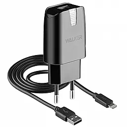 Сетевое зарядное устройство Walker WH-21 2a USB-A car charger + Lightning cable black