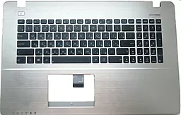 Клавиатура для ноутбука Asus X750 series Keyboard+передняя панель metal 90NB01K2-R31RU0 серебристая
