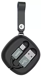 Кабель USB Hoco U33 Retractable with Cord Reel USB Type-C Cable Black - миниатюра 2
