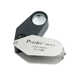 Лупа ручная Pro'sKit MA-014 21мм/8х с подсветкой