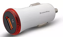 Автомобільний зарядний пристрій ColorWay 1xUSB 1A White (CW-CHA001-WT) - мініатюра 2