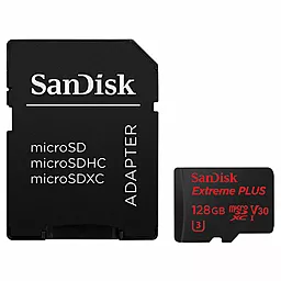 Карта памяти SanDisk microSDXC 128 GB Extreme Plus Class 10 UHS-I U3 V30 + SD-адаптер (SDSQXWG-128G-GN6MA)