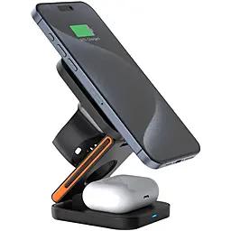 Беспроводная док-станция Gelius Gravico GP-WC014 3-in-1 15w wireless charger black - фото Беспроводная док-станция Gelius Gravico GP-WC014 3-in-1 15w wireless charger black