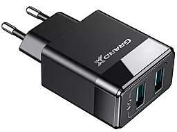 Мережевий зарядний пристрій Grand-X 2.4a 2xUSB-A ports + USB-C cable black (CH-50T) - мініатюра 2