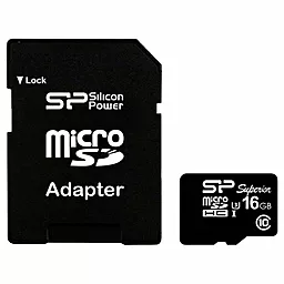 Карта пам'яті Silicon Power microSDHC 16GB Superior Class 10 UHS-I U3 + SD-адаптер (SP016GBSTHDU3V10SP) - фото Карта пам'яті Silicon Power microSDHC 16GB Superior Class 10 UHS-I U3 + SD-адаптер (SP016GBSTHDU3V10SP)