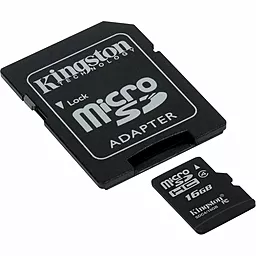 Карта пам'яті Kingston microSDHC 16GB Class 4 + SD-адаптер (SDC4/16GB) - мініатюра 2