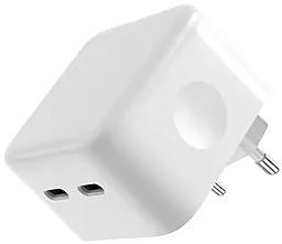 Сетевое зарядное устройство с поддержкой быстрой зарядки для Apple 35W Dual USB-C Port OEM HQ Copy Power Adapter White