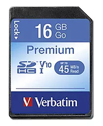 Карта пам'яті Verbatim SDHC 16GB Premium Class 10 UHS-I U1 V10 (43962) - фото Карта пам'яті Verbatim SDHC 16GB Premium Class 10 UHS-I U1 V10 (43962)