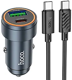 Автомобільний зарядний пристрій Hoco Z57A 30w PD USB-C/USB-A ports charger + USB-C to USB-C cable metal gray - фото Автомобільний зарядний пристрій Hoco Z57A 30w PD USB-C/USB-A ports charger + USB-C to USB-C cable metal gray