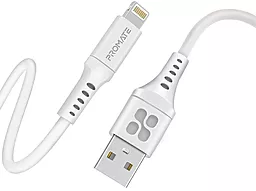 Кабель Promate USB-A - Lightning 12w 2.4a 2м cable White - мініатюра 2 Кабель Promate USB-A - Lightning 12w 2.4a 2м cable White - мініатюра 2