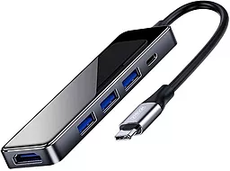 Мультипортовый USB Type-C хаб Joyroom Hui Series USB-C -> 3xUSB3.0, 1xPD, 1xHDMI Gray (S-M207) - миниатюра 2