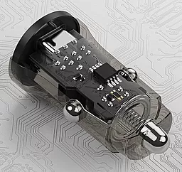 Автомобильное зарядное устройство с быстрой зарядкой Powermax Transparent 48w PD/QC USB-C/USB-A Fast Charger Black - миниатюра 3