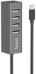 USB Type-C хаб (концентратор) Hoco HB1 Hub USB-C -> 4xUSB 2.0 Tarnish