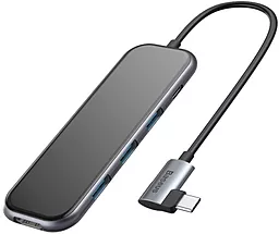 Мультипортовый USB Type-C хаб (концентратор) Baseus Mirror Series Multifunctional Hub USB-C -> 3xUSB3.0 + HDMI + PD Gray (CAHUB-BZ0G)