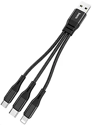 Універсальний кабель Hoco X47 Harbor 3-in-1 USB-A to Type-C/Lightning/micro USB 12w 2.4a 0.25м сable Black - мініатюра 2 Універсальний кабель Hoco X47 Harbor 3-in-1 USB-A to Type-C/Lightning/micro USB 12w 2.4a 0.25м сable Black - мініатюра 2