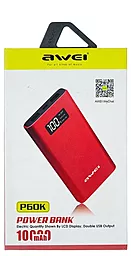 Повербанк Awei P60K 10000 mAh Red - миниатюра 3