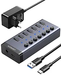 USB хаб Ugreen CM481 7-in-1 USB3.0 gray (90307) - фото USB хаб Ugreen CM481 7-in-1 USB3.0 gray (90307)