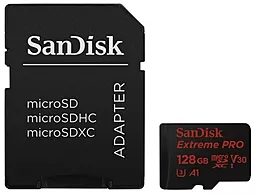 Карта памяти SanDisk microSDXC 128GB Extreme Pro UHS-I U3 V30 A1 + SD-адаптер (SDSQXCG-128G-GN6MA) - фото Карта памяти SanDisk microSDXC 128GB Extreme Pro UHS-I U3 V30 A1 + SD-адаптер (SDSQXCG-128G-GN6MA)