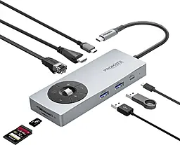 Мультипортовий Type-C хаб Promate 14-in-1 USB3.0 gray (comandhub-pro) - фото Мультипортовий Type-C хаб Promate 14-in-1 USB3.0 gray (comandhub-pro)