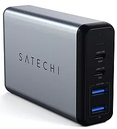 Сетевое зарядное устройство с быстрой зарядкой Satechi 75W Dual Type-C PD Travel Charger Grey (ST-MC2TCAM)