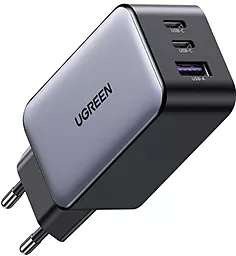 Мережевий зарядний пристрій Ugreen CD244 65w GaN PD 2xUSB-C/USB-A fast charger grey (10335)