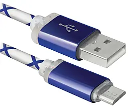 Кабель Defender Дата кабель USB-A - micro USB 10.5w 1м cable blue - фото Кабель Defender Дата кабель USB-A - micro USB 10.5w 1м cable blue