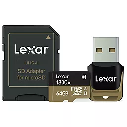Карта памяти Lexar microSDXC 64GB Professional Class 10 UHS-II U3 + SD-адаптер (LSDMI64GCRBEU1800R)