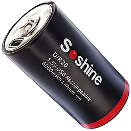 Аккумулятор Soshine D / R20 1.5V Li-ion micro USB 2шт