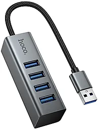 USB хаб Hoco HB1B 0.2m USB-A to 4xUSB 3.0 hub tarnish - фото USB хаб Hoco HB1B 0.2m USB-A to 4xUSB 3.0 hub tarnish