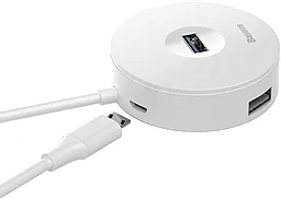 Мультипортовый USB Type-C хаб Baseus Round Box USB-C -> USB3.0x1 + USB2.0x3 White (CAHUB-G02) - миниатюра 4