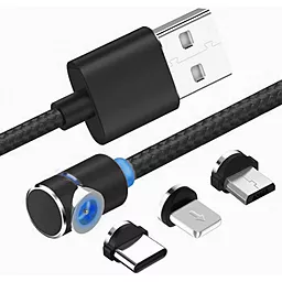 Кабель USB XoKo Magneto Gam 3-in-1 USB to micro USB/Type-C/Lightning Cable Black