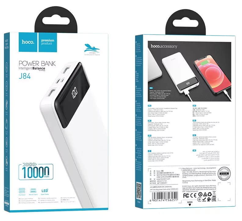 Повербанк Hoco J84 Cool plug 10000mAh White - фото 4