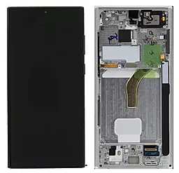 Дисплей Samsung Galaxy S22 Ultra S908 с тачскрином и рамкой, (OLED), Phantom White