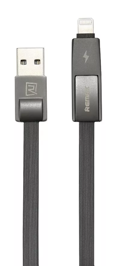 Універсальний кабель Remax Strive 2-in-1 USB-A to Lightning/micro USB 12w 2.4a 1м cable Black (RC-042t) - фото 1
