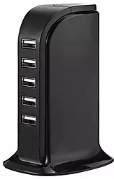 Мережевий зарядний пристрій iKaku 2.4a 5xUSB-A ports home charger black (KSC-741-B)
