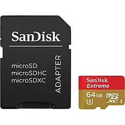 Карта пам'яті SanDisk microSDXC 64GB Extreme Class 10 UHS-I U3 + SD-адаптер (SDSQXNE-064G-GN6AA)