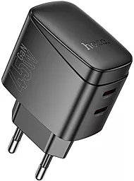Сетевое зарядное устройство Hoco CS62A 45w GaN PD 2xUSB-C ports fast charger black