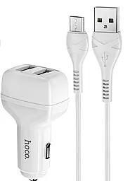 Автомобильное зарядное устройство Hoco Z36 2.4a 2xUSB-A ports car charger + micro USB cable white - фото Автомобильное зарядное устройство Hoco Z36 2.4a 2xUSB-A ports car charger + micro USB cable white