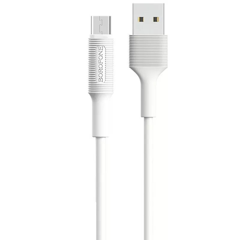 Кабель Borofone BX1 EzSync USB-A - micro USB 12w 2.4a 1м cable White - фото 1